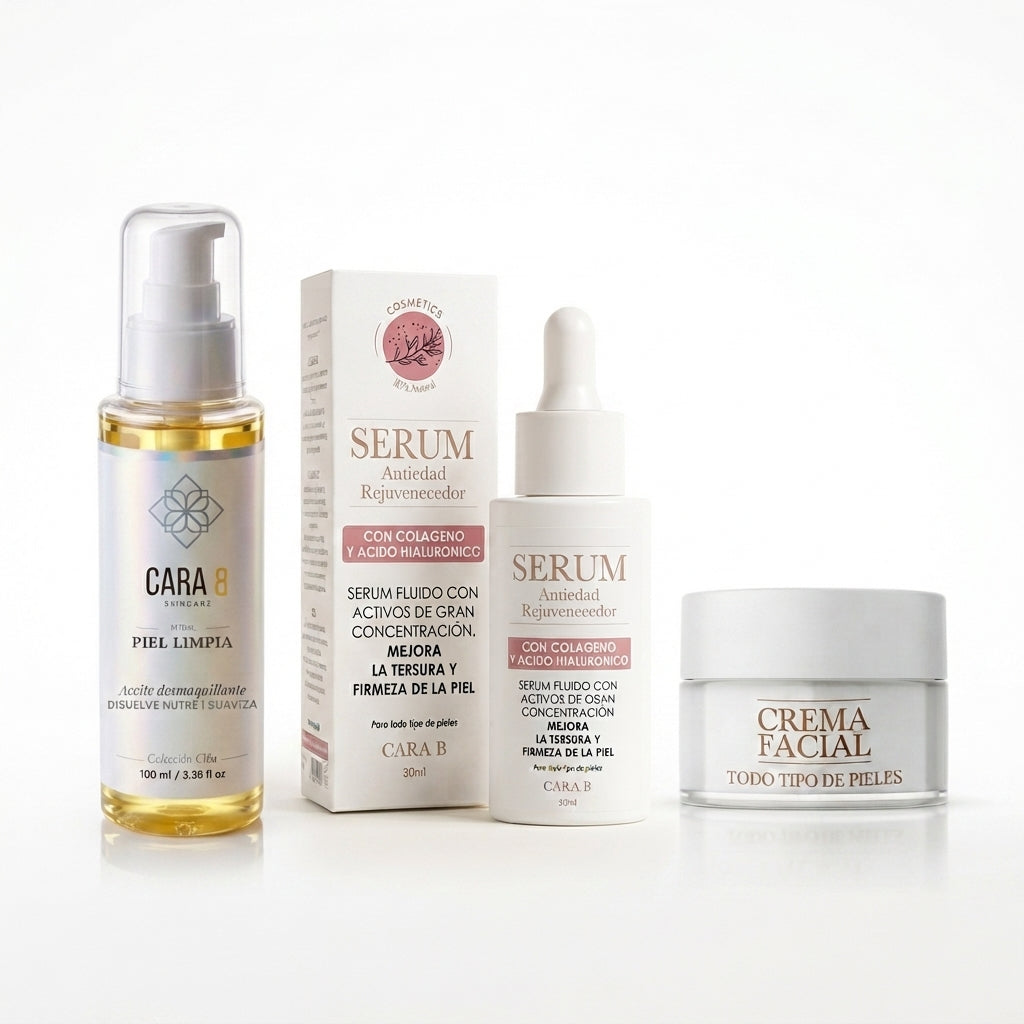 Ritual Piel Luminosa — Aceite Desmaquillante + Sérum Vitamina C + Crema Iluminadora